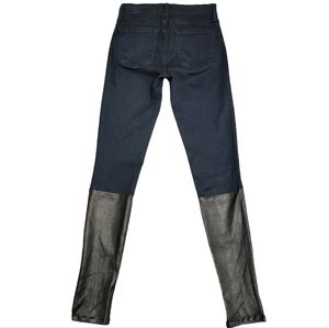 JBrand Lambskin Leather Pieced Panel Contrast Accent in Bluebird Dark Jeans 24